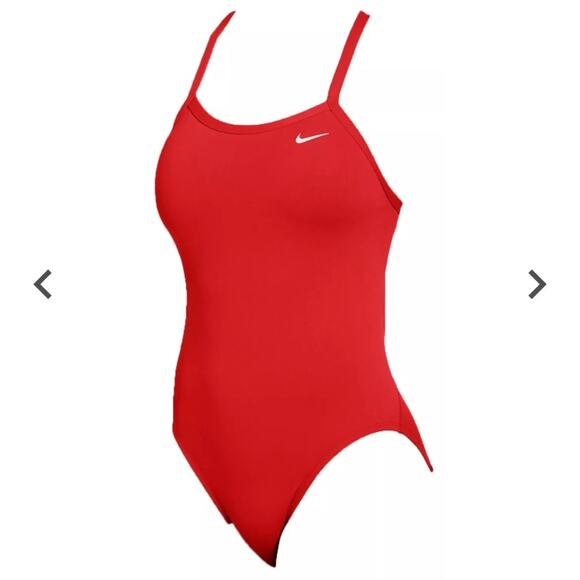 Nike Girls' Big Racerback One Piece Swimsuit NESS9844-814-Sz: L-RED-NWT - Picture 3 of 4